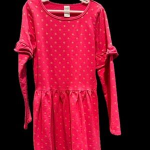 Girls dress size 12. Carter's. Long sleeved. Knee length. EUC. Hot pink gold
